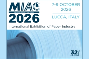 MIAC 2026 poster: International Exhibition of Paper Industry in Lucca, Italy, October 7–9, 2026 (32nd edition).