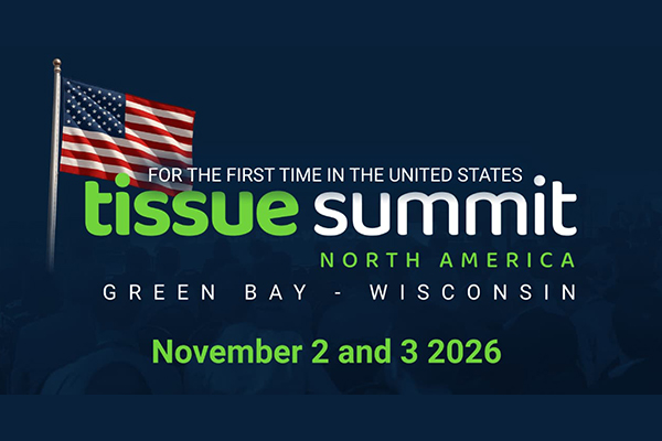 Tissue Summit North America 2026 | Svecom Event banner announcing Tissue Summit North America in Green Bay, Wisconsin, November 2–3, 2026, with an American flag in the corner.